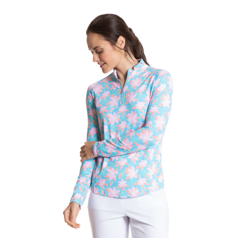 Aruba Floral Sun Protection Quarter Zip Pull Over